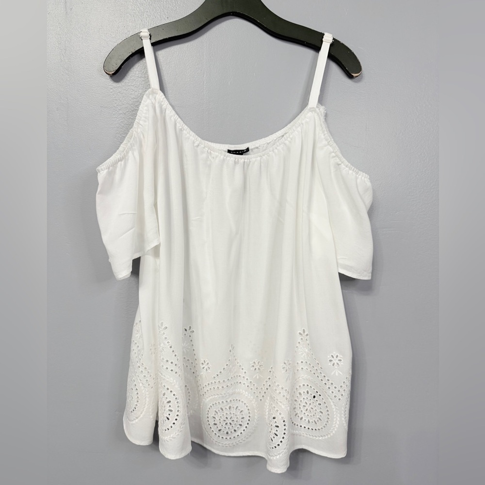 #9) Torrid White Eyelet Off-Shoulder Blouse